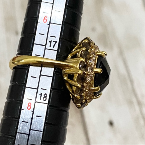 Vintage Smoky Topaz CZ Statement Ring Size 7 - Picture 9 of 16